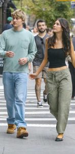 Camila Morrone in an Olive Pants