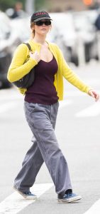 Jennifer Lawrence in a Yellow Cardigan