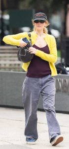 Jennifer Lawrence in a Yellow Cardigan