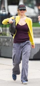 Jennifer Lawrence in a Yellow Cardigan