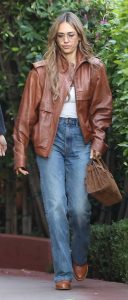 Jessica Alba in a Tan Leather Jacket