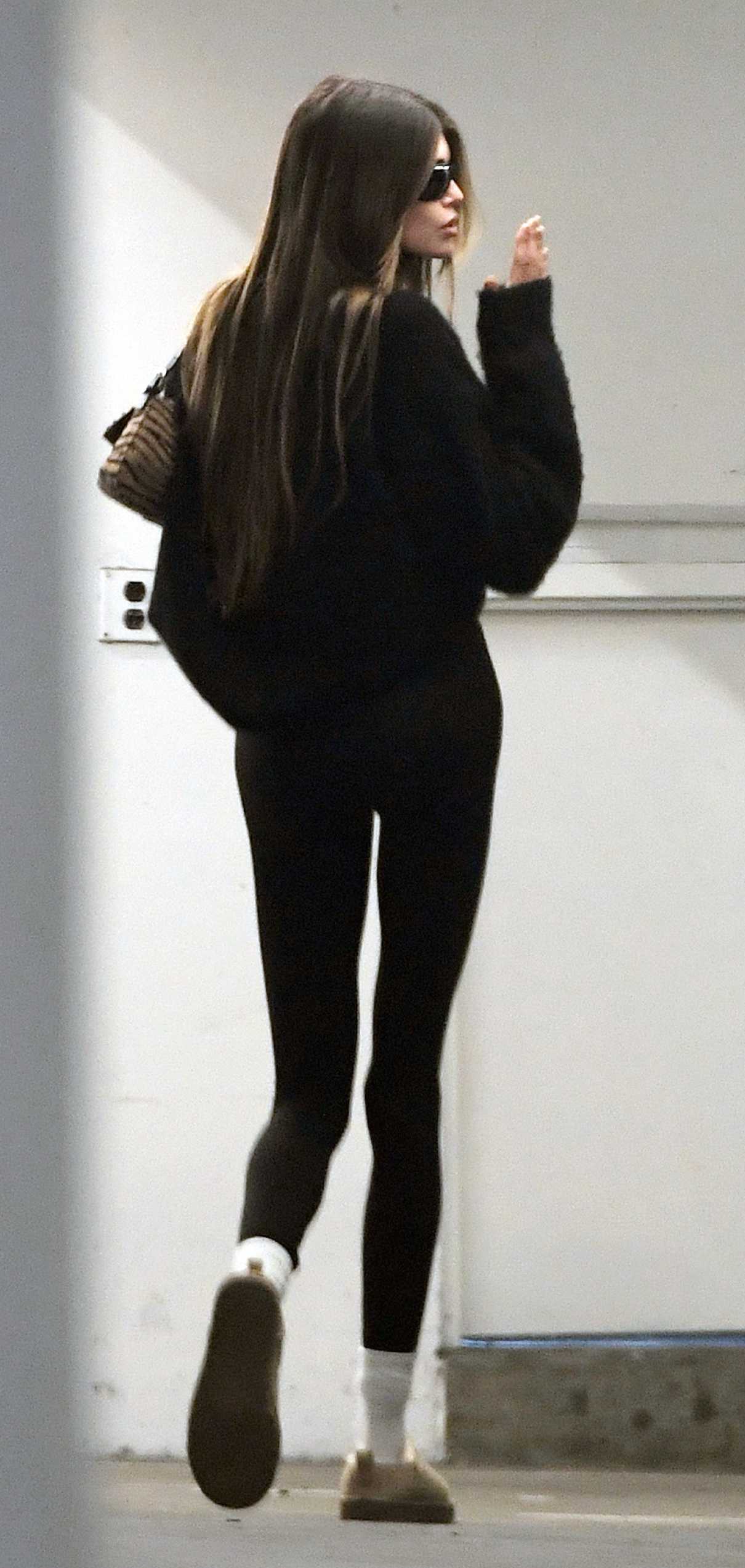 Kaia Gerber in a Black Leggings