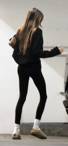 Kaia Gerber in a Black Leggings