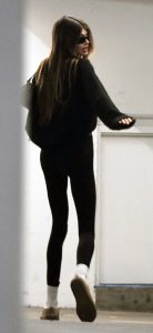 Kaia Gerber in a Black Leggings