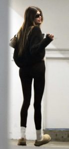 Kaia Gerber in a Black Leggings