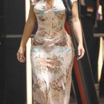 Kim Kardashian in a Beige Floral Dress Attends the F1 Grand Prix Paddock in Singapore 10/11/2026