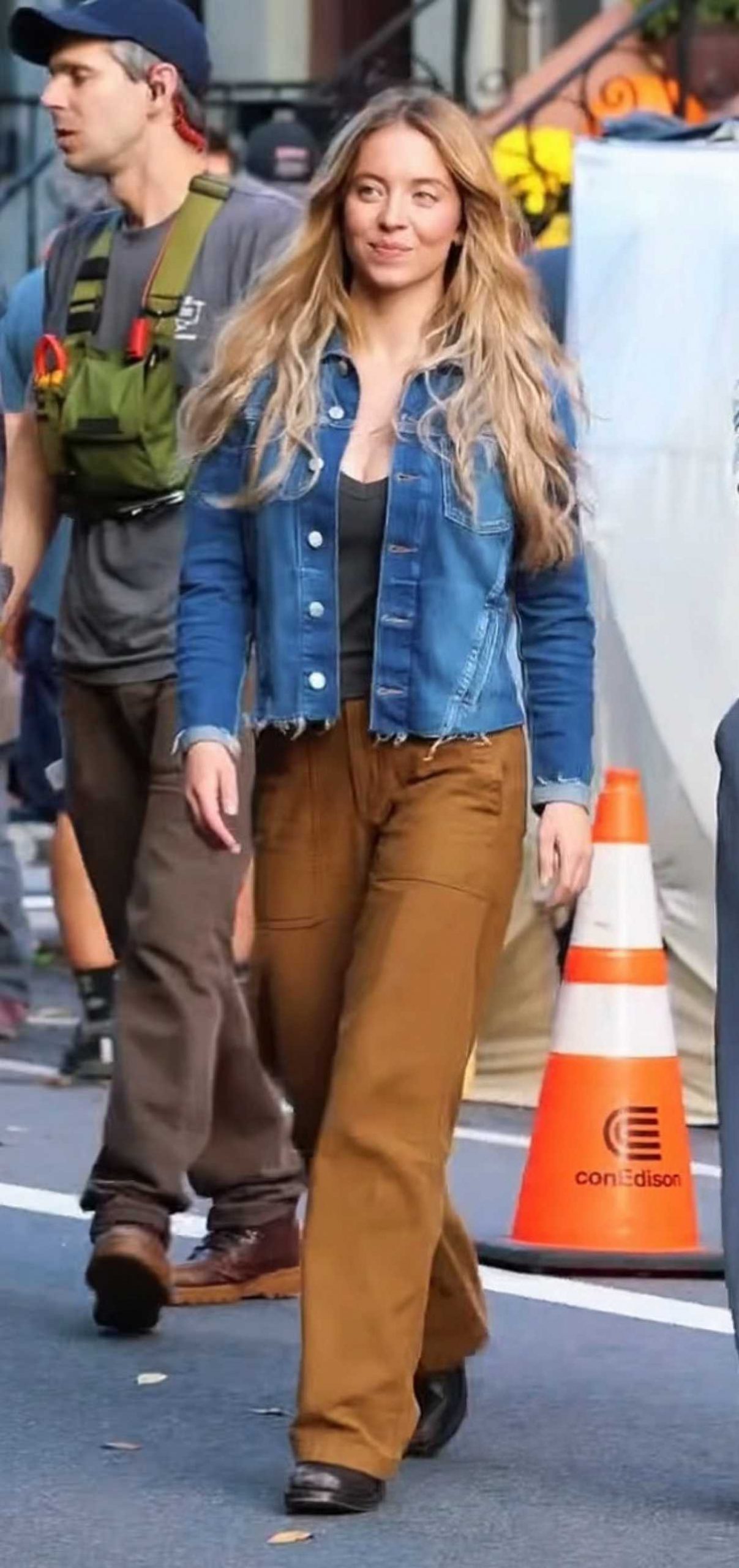 Sydney Sweeney in a Blue Denim Jacket