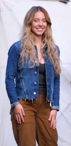 Sydney Sweeney in a Blue Denim Jacket